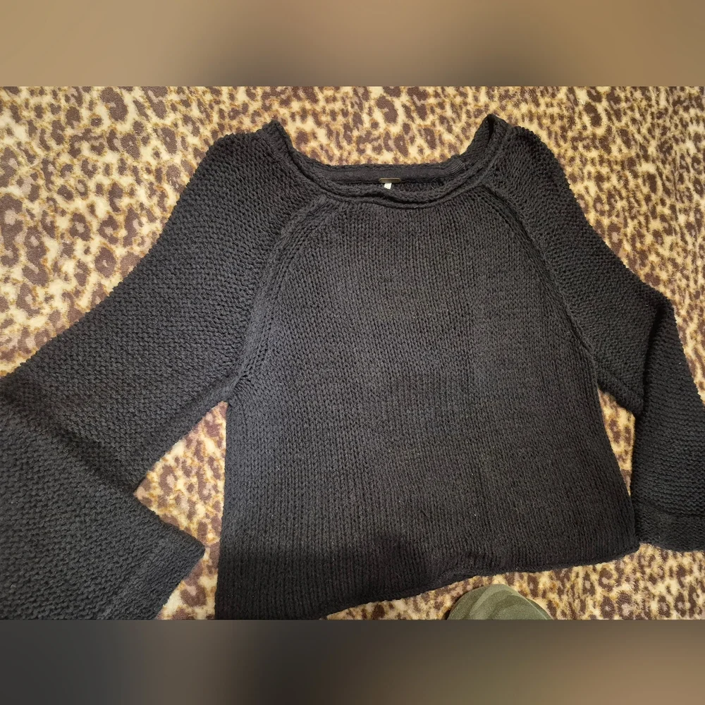 Free People Endless Stories Black Open-Back Sweater S - Picture 6 of 12